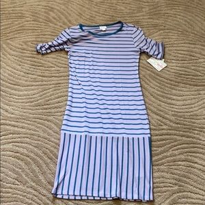 Lularoe Julia/dress violet with light blue stripes